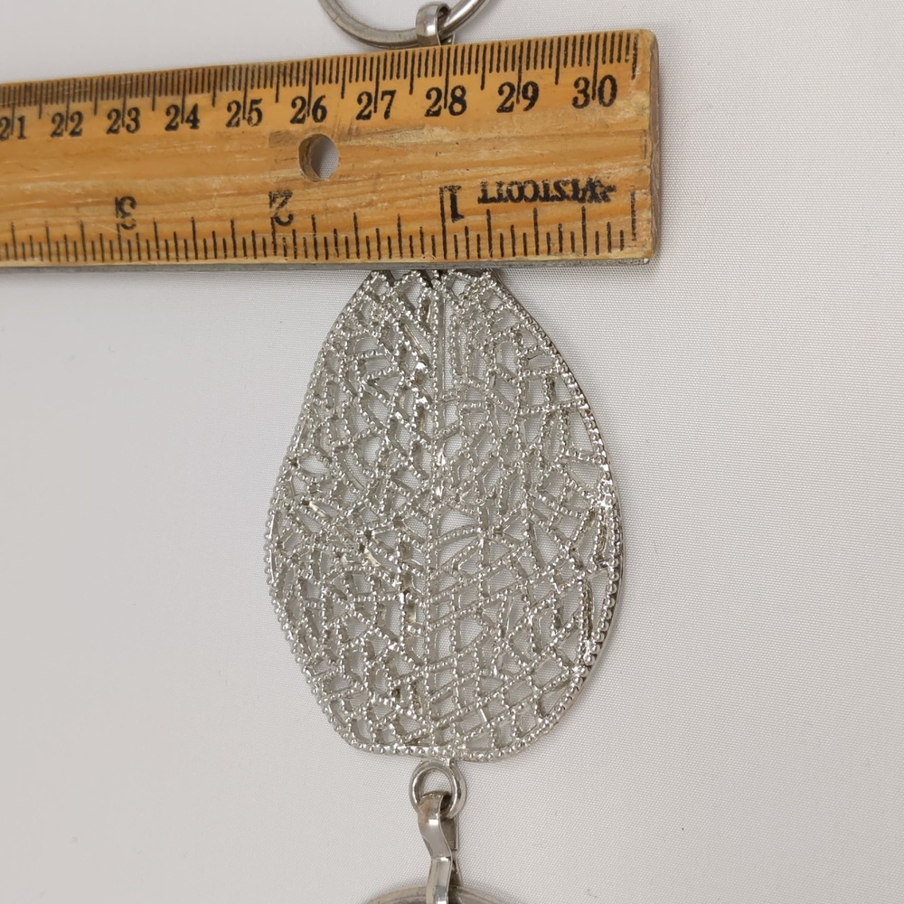 Women's Silver Tone Leaf Chain Belt - Picture 5 of 10
